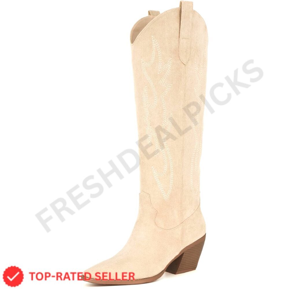 Brand New iiimmu Boots 7.5 Tan Cowboy Suede